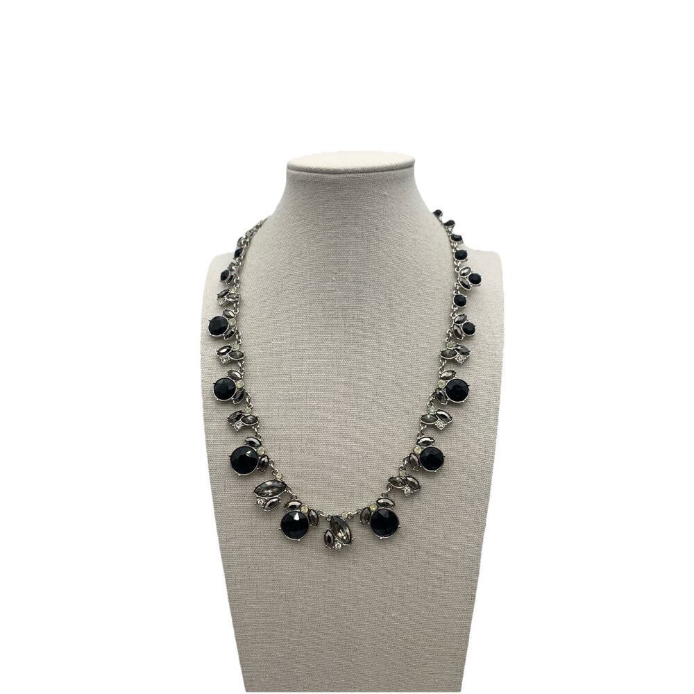 Simply Vera Wang Silver Tone Cocktail Necklace Black And Grey Rhinestones